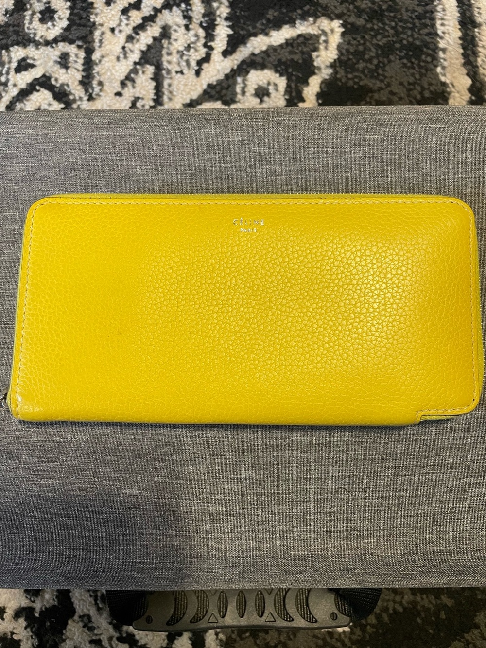 Celine bright yellow zip wallet